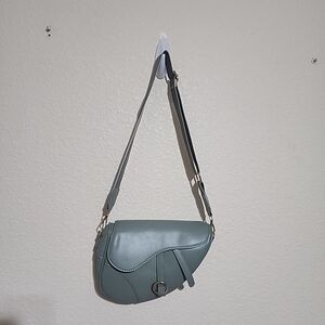 Women's Saddle Bag Fashion Design Interchangeable Strap Patent Leather Green